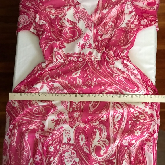 TAYLOR Floral Midi Dress Faux Wrap Pink White Women’s Plus Size 16W - Picture 15 of 16